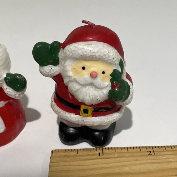 Vintage Wax Candles Mr. & Mrs. Santa Claus Christmas  2.5" Holiday Decoration - Picture 7 of 7